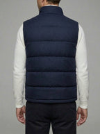 Wool Gilet Men Quilted Padded Zip Pockets