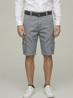 Denim Cargo Shorts Men Adjustable Waist