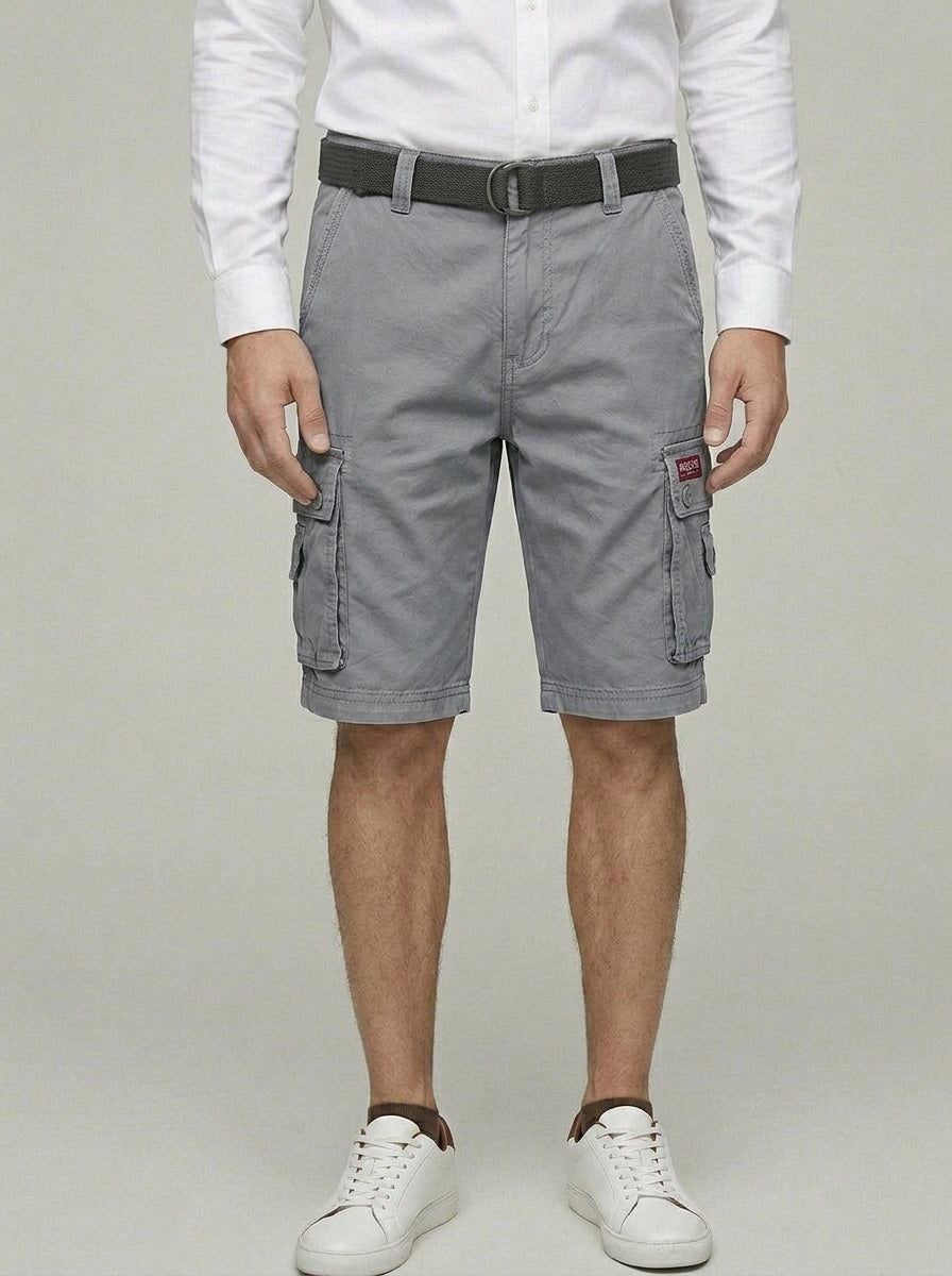 Denim Cargo Shorts Men Adjustable Waist