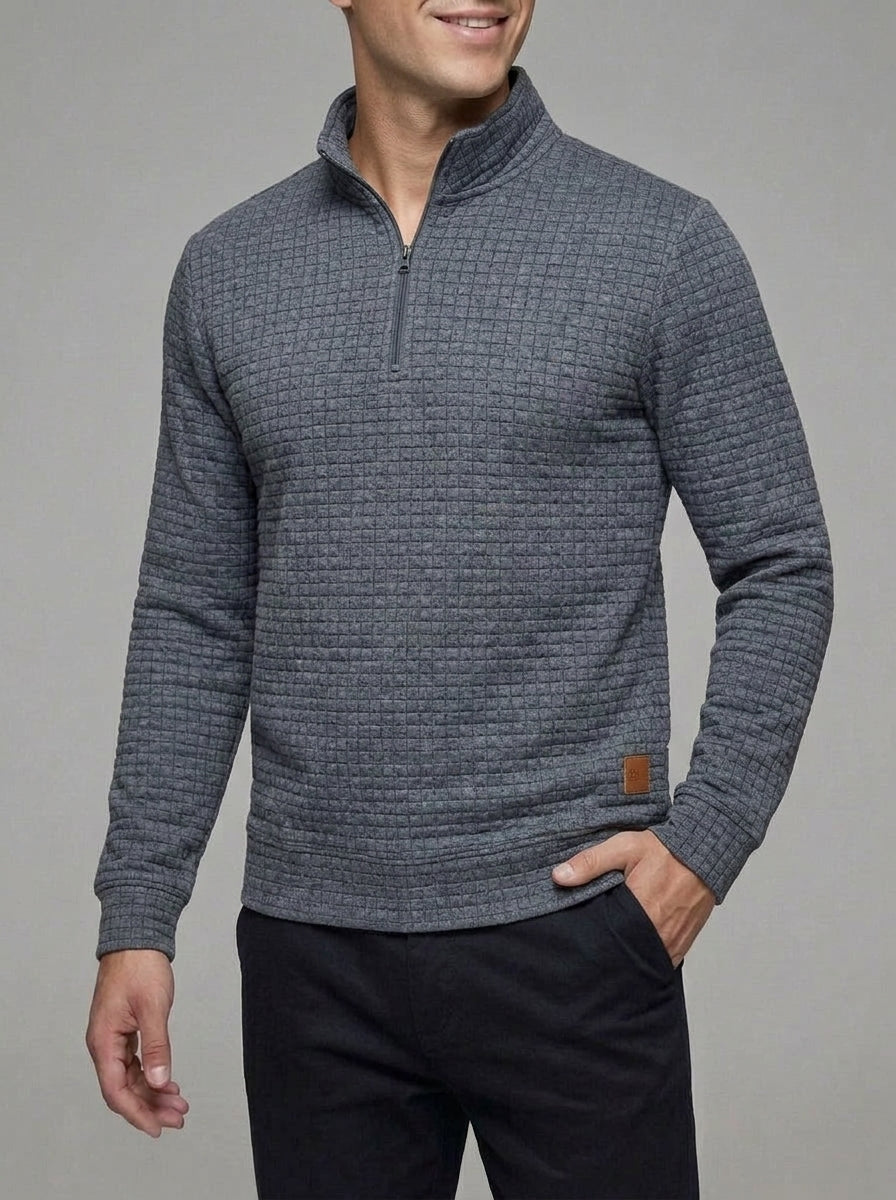 Ribbed Quarter Zip Sweater Men – Wool Pattern