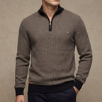 Wool Quarter Zip Pullover Men – Ribbed Knit