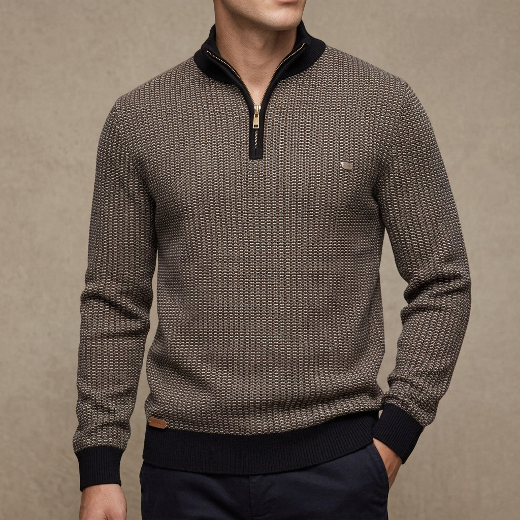 Wool Quarter Zip Pullover Men – Ribbed Knit