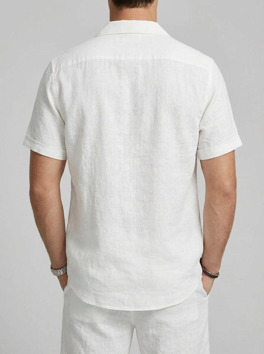 Linen Short Sleeve Set Men Summer