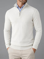 Wool Ribbed Quarter Zip Sweater Men