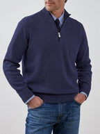 Classic Knit Jumper Men Half Zip Fleece Sweater