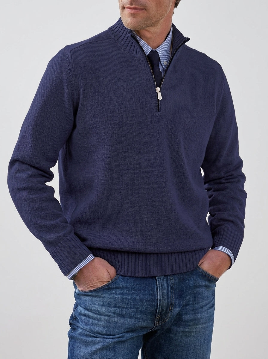 Classic Knit Jumper Men Half Zip Fleece Sweater
