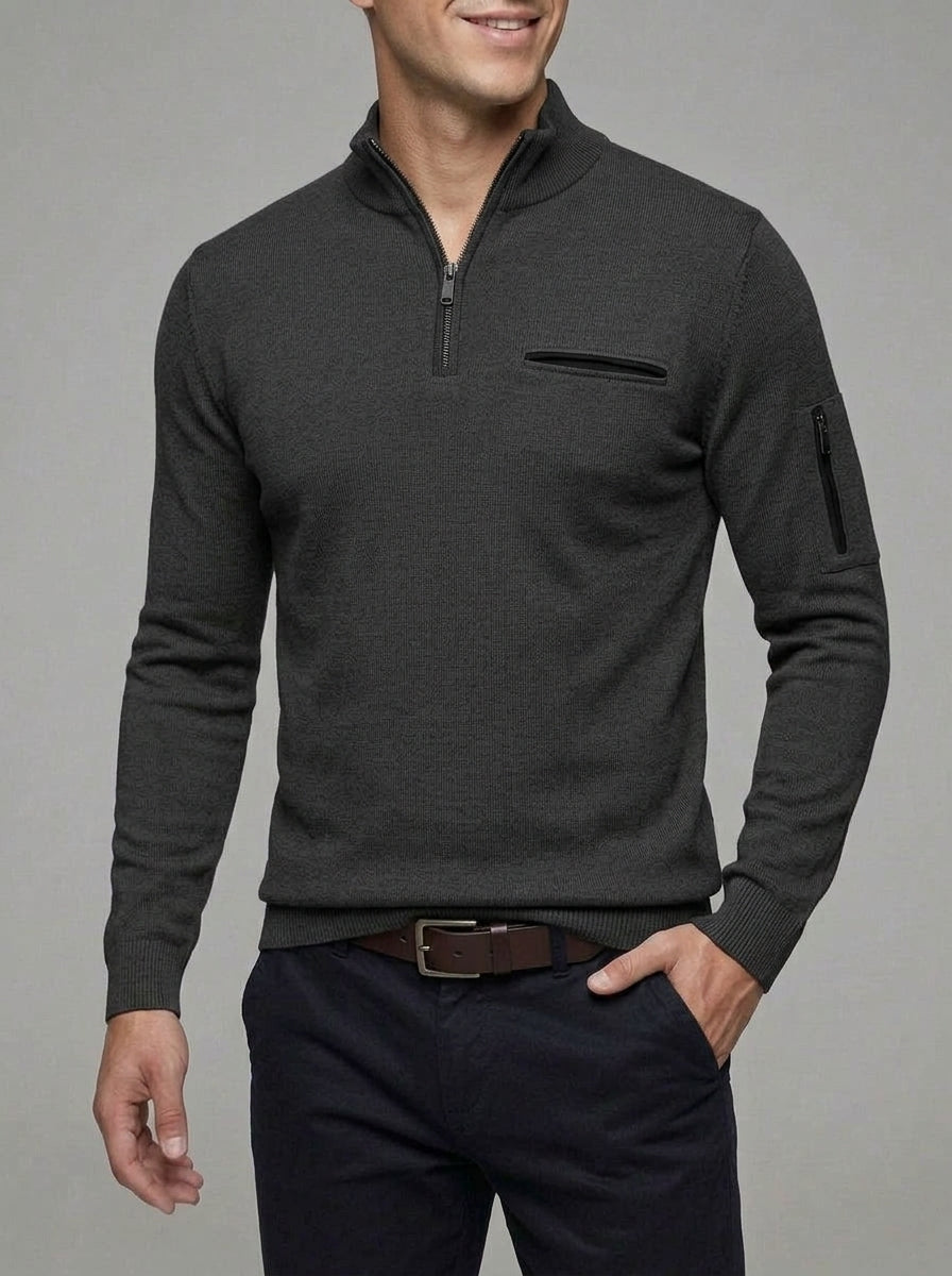 Wool Quarter-Zip Polo Shirt Men – Ribbed