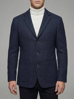 Wool Herringbone Tweed Blazer Men Single Breasted