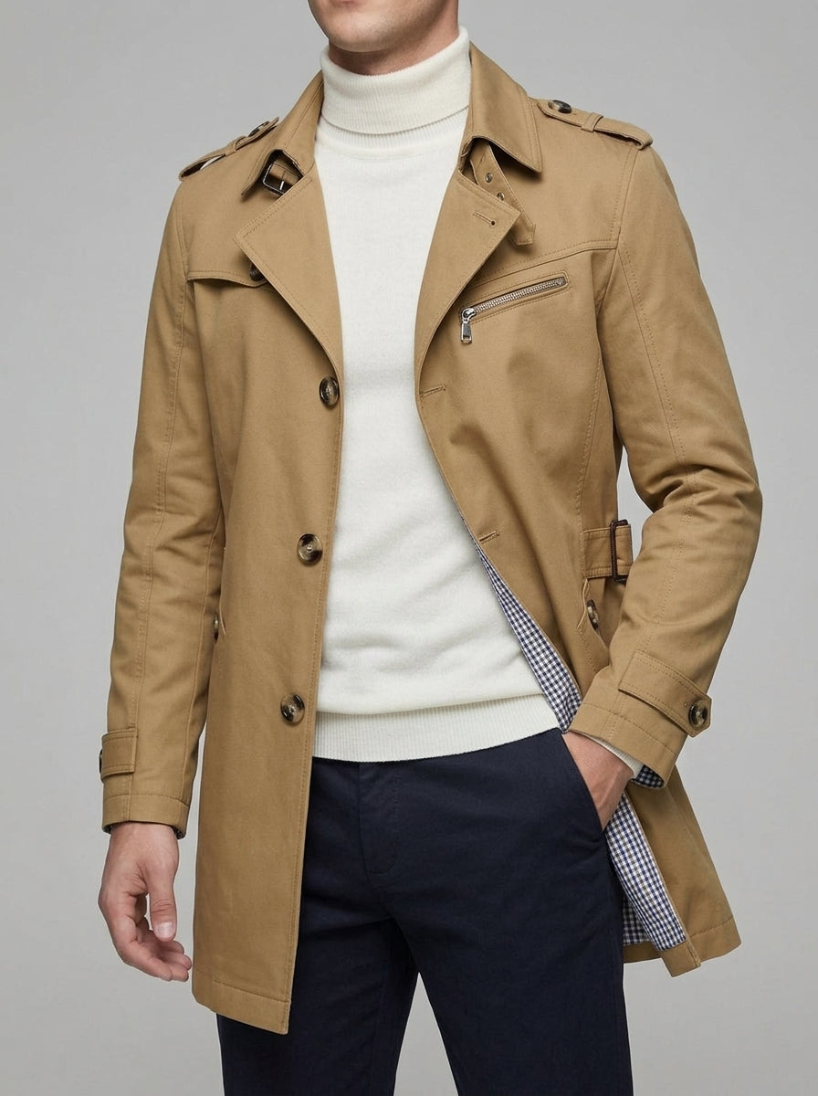 Weatherproof Wool Trench Coat Men Winter
