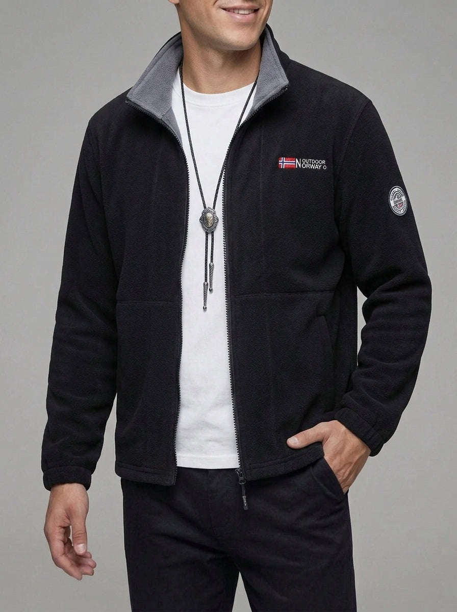 Fleece Jacket Men's Outdoor Soft Warm Protective Collar