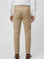 Wool Trousers Men Flat Front Tailored