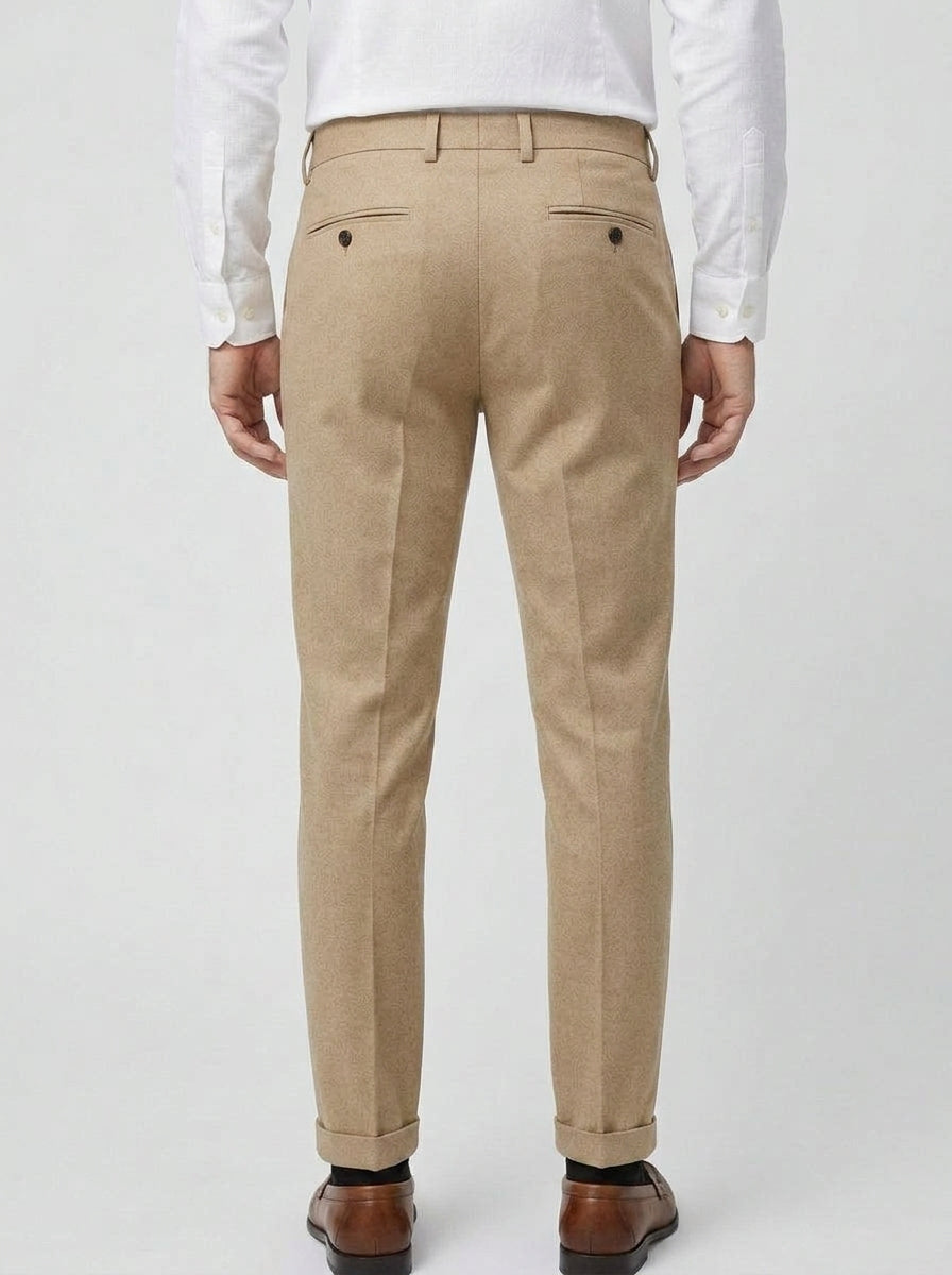 Wool Trousers Men Flat Front Tailored