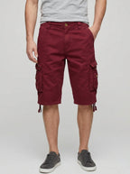 Denim Cargo Shorts Men Cotton Knee-Length
