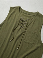 Knit Tank Top Lace Up Men