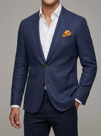 Lightweight Cotton Linen Blazer Men Navy
