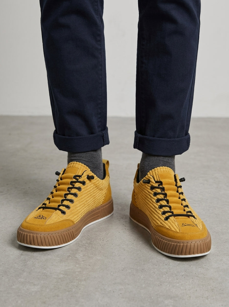 Leather Lace-Up Flatform Trainers Men