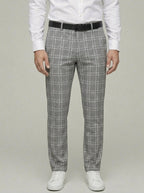 Checked Casual Trousers Men Relaxed Fit