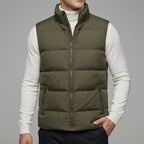 Wool Gilet Men Quilted Padded Zip Pockets