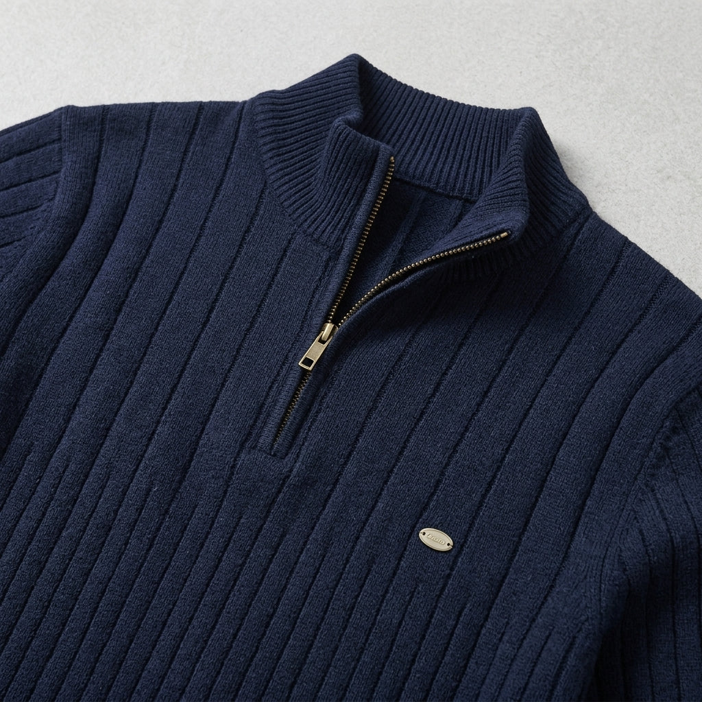 Wool Zip Neck Sweater Men