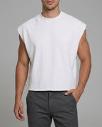 French Terry Cropped Tank Top Men Streetwear