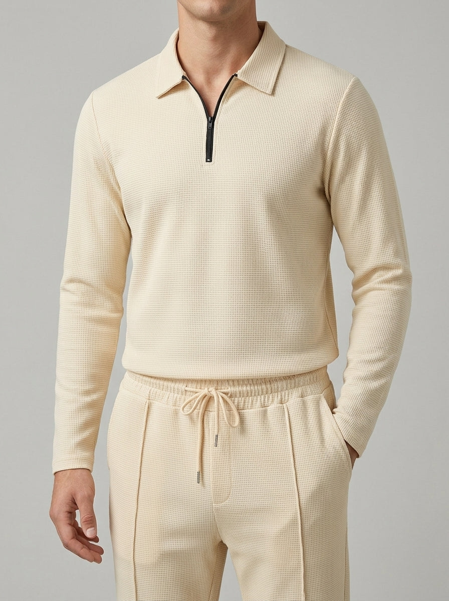 Polo Shirt & Trouser Set Men Cotton