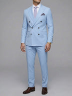 Wool Slim-Fit Double-Breasted Suit Men
