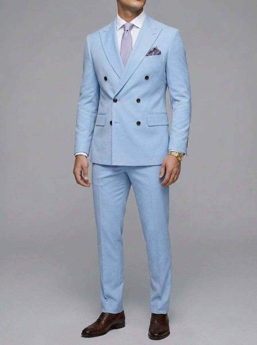 Wool Slim-Fit Double-Breasted Suit Men
