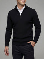 Wool Ribbed Quarter Zip Sweater Men