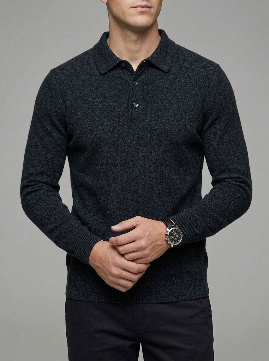 Merino Wool Polo Sweater Men
