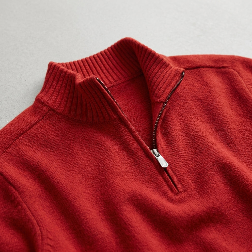 Classic Knit Jumper Men Half Zip Fleece Sweater