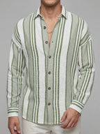 Linen Dress Shirt Men Striped
