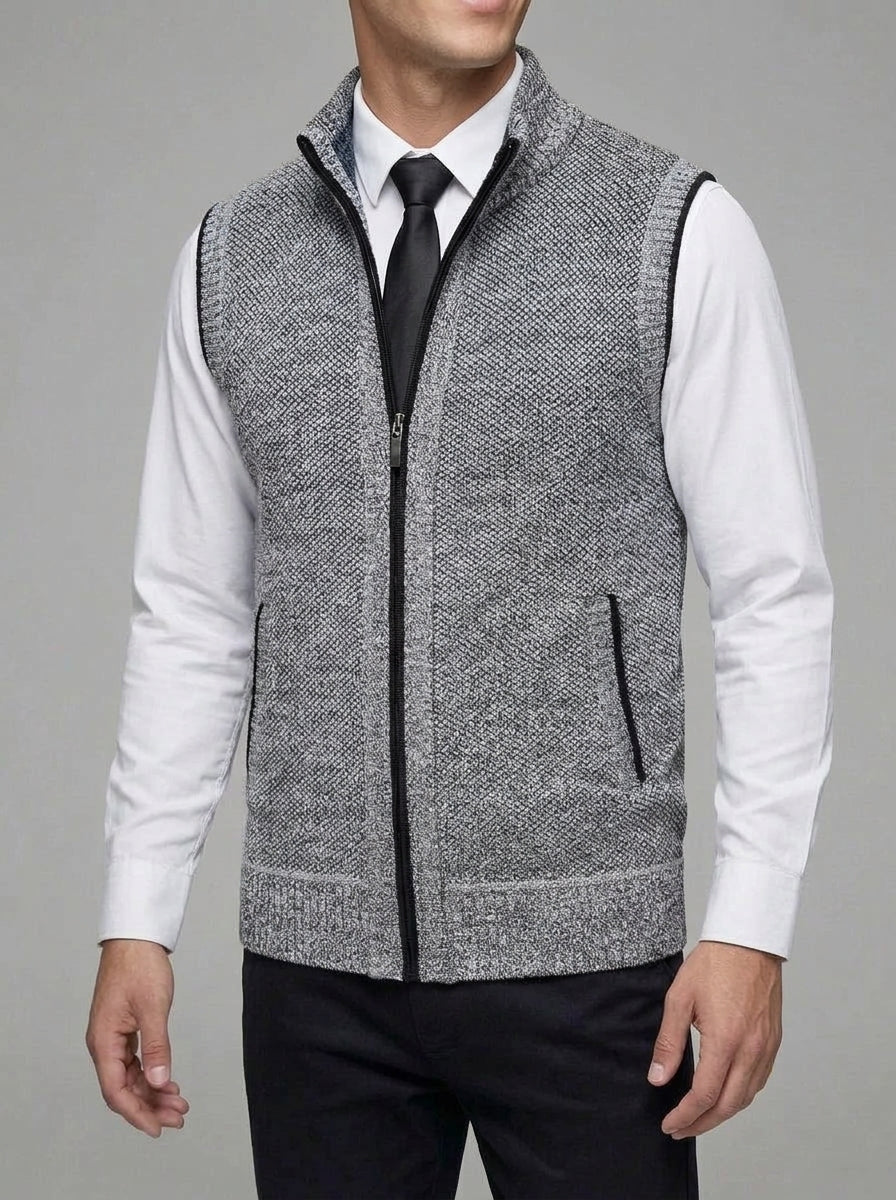 Knit Vest Men Wool Zip Pockets