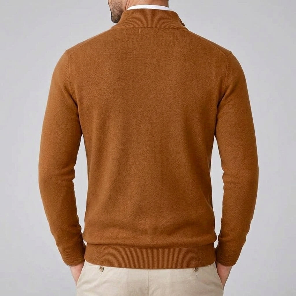 Wool Ribbed Quarter Zip Sweater Men