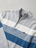 Wool Striped Quarter Zip Sweater Men