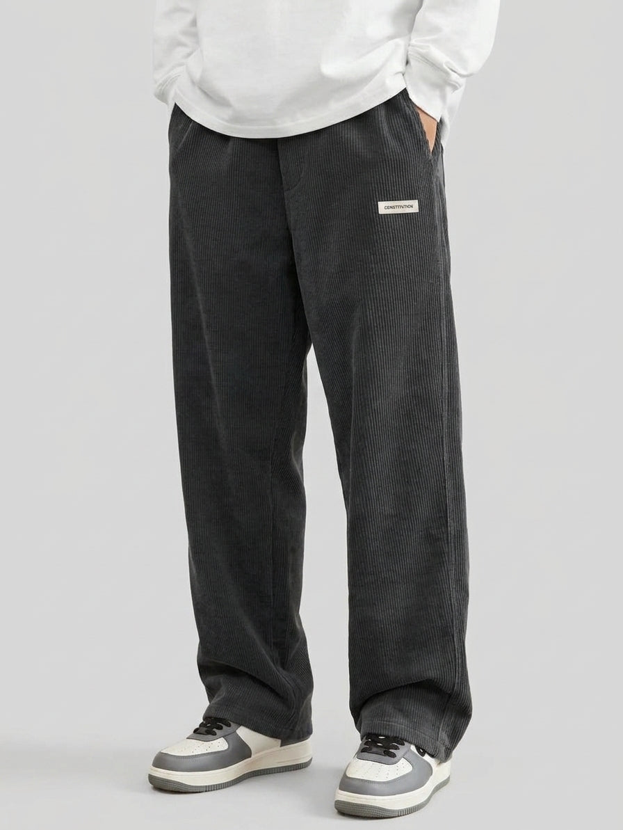Corduroy Trousers Men Straight Leg