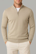Classic Knit Jumper Men Wool Turtleneck Half Zip