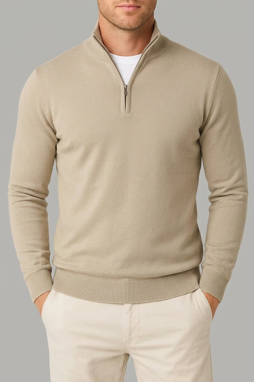 Classic Knit Jumper Men Wool Turtleneck Half Zip