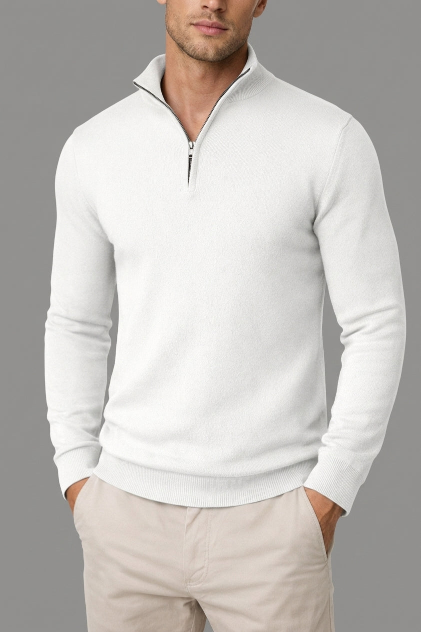 Classic Knit Jumper Men Wool Turtleneck Half Zip