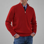 Classic Knit Jumper Men Half Zip Fleece Sweater