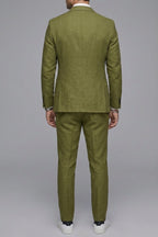 Slim-Fit 3-Piece Suit Notch Lapel Men Wool