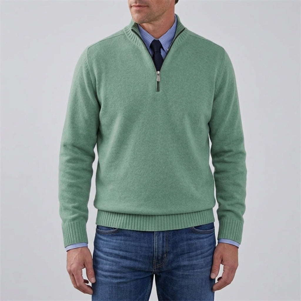 Classic Knit Jumper Men Half Zip Fleece Sweater