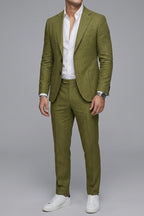 Slim-Fit 3-Piece Suit Notch Lapel Men Wool