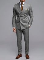 Wool Slim-Fit Double-Breasted Suit Men
