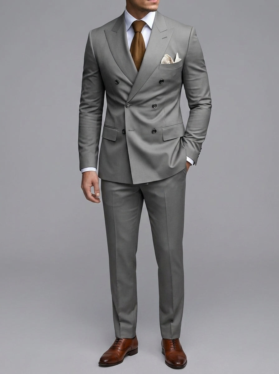 Wool Slim-Fit Double-Breasted Suit Men