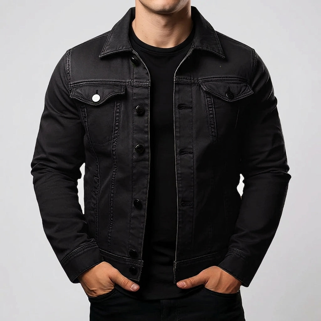 Men's Denim Jacket – Button Front (Green)