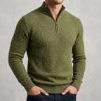 Men's Wool Waffle Quarter Zip Sweater – Ribbed