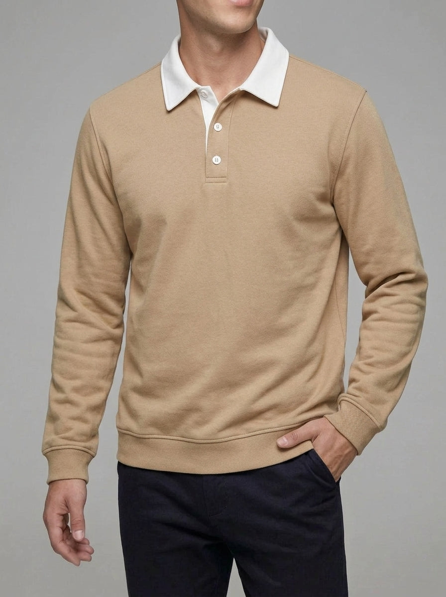 Rugby Shirt Blue – Cotton Contrast Collar