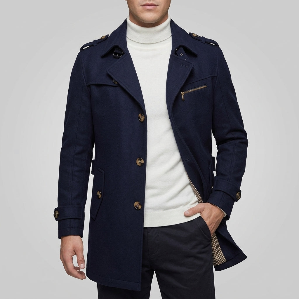Weatherproof Wool Trench Coat Men Winter