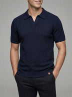 Knit Polo Shirt Wool Button Neck Men