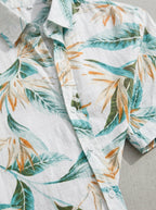Cotton Tropical Print Button-Up Shirt Men